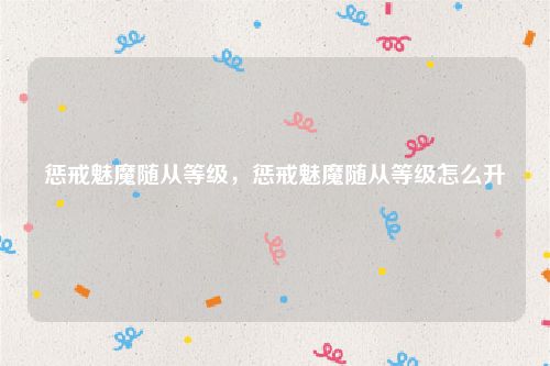 惩戒魅魔随从等级，惩戒魅魔随从等级怎么升