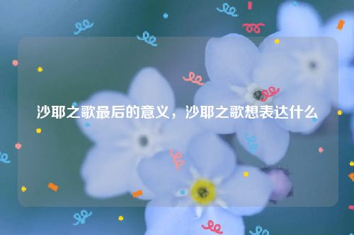 沙耶之歌最后的意义，沙耶之歌想表达什么