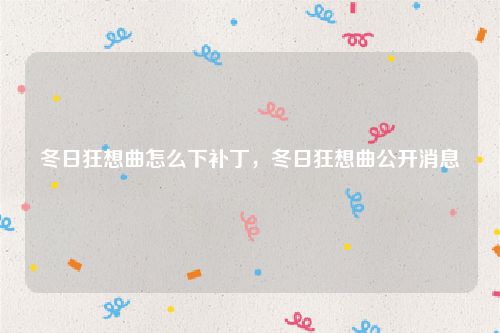 冬日狂想曲怎么下补丁，冬日狂想曲公开消息