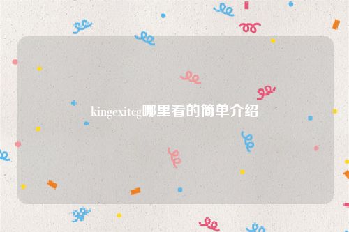 kingexitcg哪里看的简单介绍