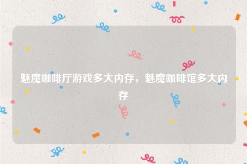 魅魔咖啡厅游戏多大内存，魅魔咖啡馆多大内存