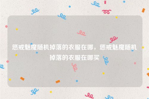 惩戒魅魔随机掉落的衣服在哪，惩戒魅魔随机掉落的衣服在哪买