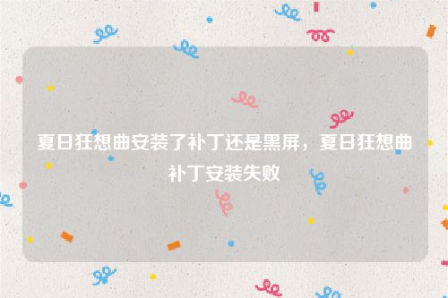 夏日狂想曲安装了补丁还是黑屏,夏日狂想曲补丁安装失败