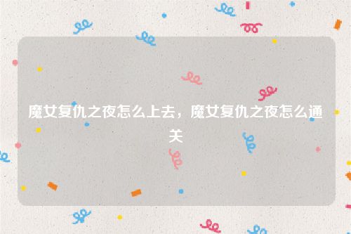 魔女复仇之夜怎么上去,魔女复仇之夜怎么通关