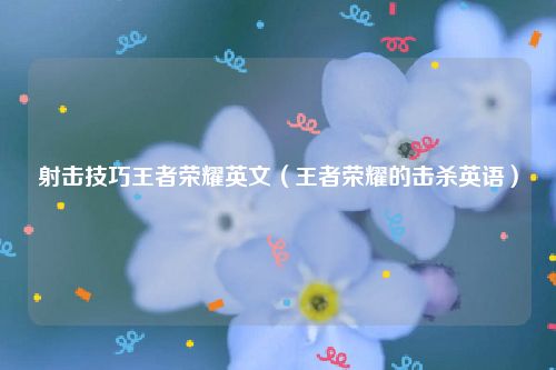 射击技巧王者荣耀英文（王者荣耀的击杀英语）