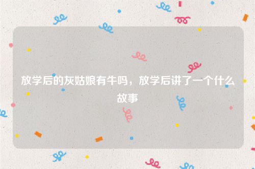 放学后的灰姑娘有牛吗，放学后讲了一个什么故事